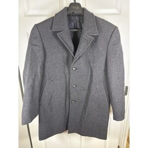 Vintage Di Silver Wool Overcoat Mens 42S Charcoal Gray 100% Wool Made Romania